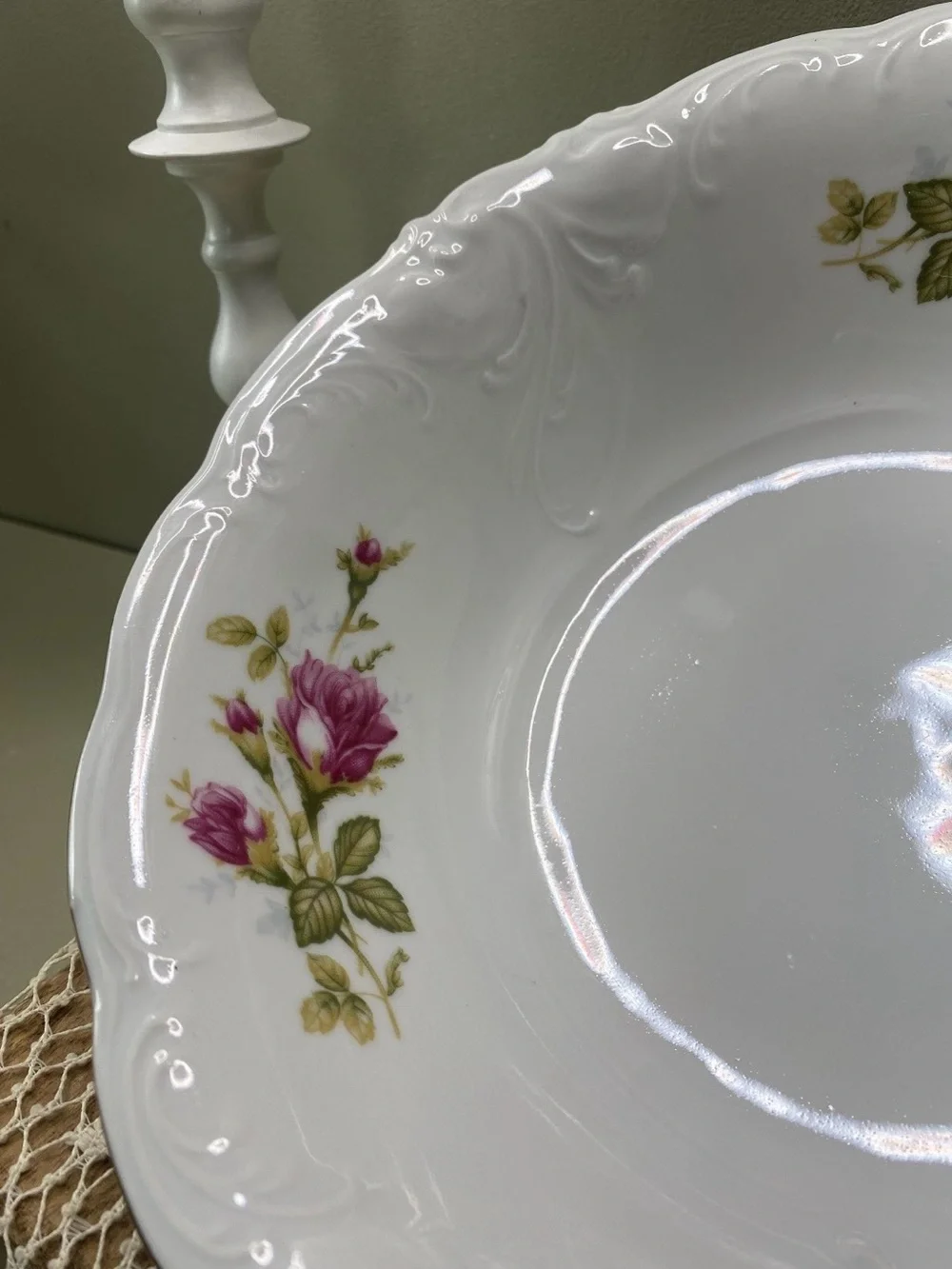 Vintage Vegetable Serving Bowl Walbrzych Moss Rose Polish China